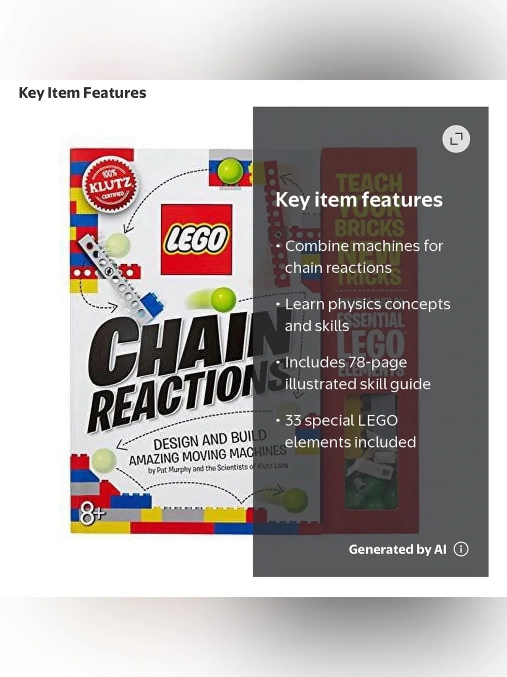 LEGO Chain Reactions Book: Design and Build Moving Machines w/30+ Legos New